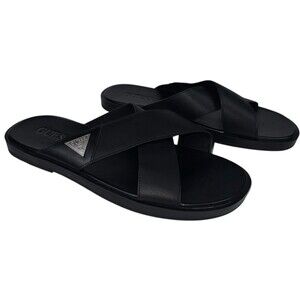 Guess Mens Size 11 Sandals Slides Slip On Black Shoes New
